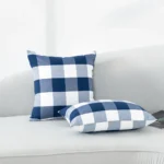 LEEJOOM Nordic Style Cushion Covers Checkered Stripe Pillowcase Blue Series Decor Home Decor Sofa Office Car 45x45cm/30x50cm - Image 4