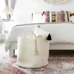 Home Cotton Rope Woven Storage Basket Dirty Clothes Basket Storage Basket Living Room Bedroom Large Capacity Sundries Basket - Image 6