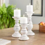 Charming White Wooden Candle Holder for Cozy Home Vibes - Image 4