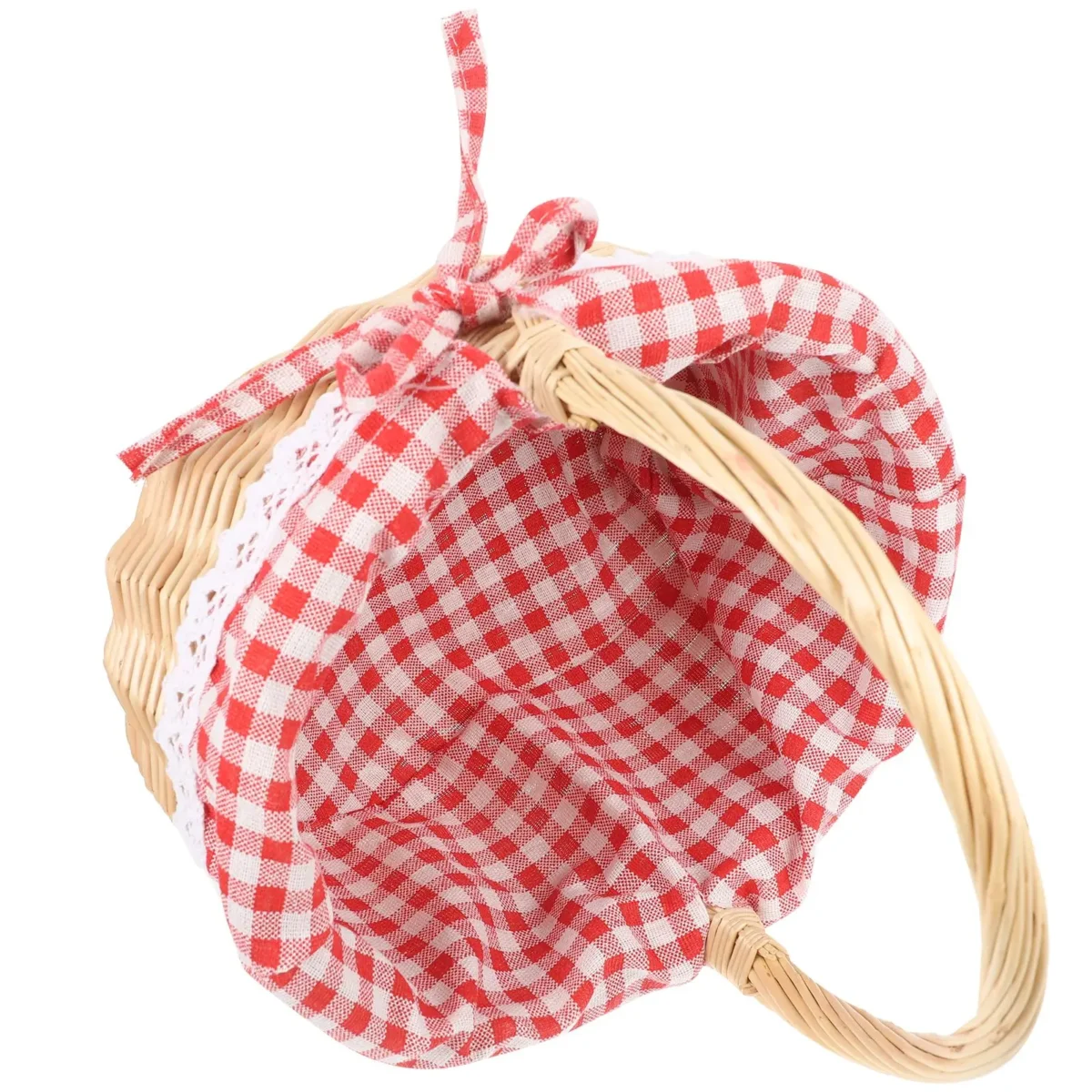 Zerodeko Little Red Riding Hood Basket Hand Woven Picnic Bag Gift Basket Wicker Storage Basket Linen Inner Basket Storage - Image 5
