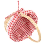 Zerodeko Little Red Riding Hood Basket Hand Woven Picnic Bag Gift Basket Wicker Storage Basket Linen Inner Basket Storage - Image 5