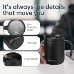 350/500ml Insulated Coffee Mug with Handle Stainless Steel Insulated Mug Coffee Tumbler Thermos Tea Cups with Lip - Image 3