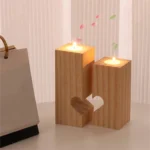 Heart-Shaped Tealight Candle Holder: Wood Elegance for Cozy Decor - Image 5
