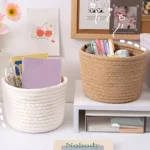 Cute Storage Baskets Desktop Sundries Storage Basket Cosmetics Snack Porch Hand-Woven Cotton Thread Basket Stylish Home Decor - Image 5