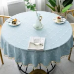 Plaid Cotton Linen Round Tablecloth Wedding Hotel Banquet Cloth Table Cover Indoor Dining Room Kitchen Outdoor Decor Manteles - Image 2