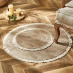 Handcrafted Jute Round Rug with Tassels for Vintage Charm