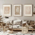 Minimalist Fern Canvas Art Set – Warm Boho Home Decor
