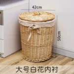 Basket Dirty Clothes Rattan Storage with Lid Dirty Clothes Basket Debris Storage Medium Multi Large Purpose Storage Basket - Image 3