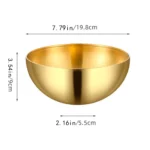 Large Capacity Stainless Steel Salad Bowls Korean Soup Rice Noodle Ramen Bowl Kitchen Food Container,Gold,20X9CM - Image 3