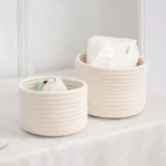 Handmade Woven Cotton Rope Woven Storage Box Basket Desktop Organizer Sundries Toys Comestics Keys Snacks Sundries Organizer
