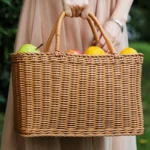 Home Shopping Basket Hand Vegetable Basket Decorative Woven Basket Flower Arrangement Basket Imitating Rattan Picnic Bag - Image 3