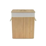 Plaid Cloth-lined Bamboo Laundry Basket | Wide Capacity - Image 6