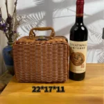 Retro Rattan Suitcase Wicker Handmade Travel Basket Camping Food Storage Luggage Straw Woven Snack Container Picnic Suitcase - Image 5