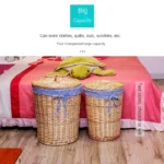 Basket Dirty Clothes Rattan Storage with Lid Dirty Clothes Basket Debris Storage Medium Multi Large Purpose Storage Basket - Image 4