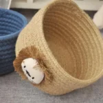 1pc 16x9CM Cartoon Animals Hand Woven Cotton Rope Storage Basket Kids Toys Desktop Organizer Sundries Storage Box - Image 3