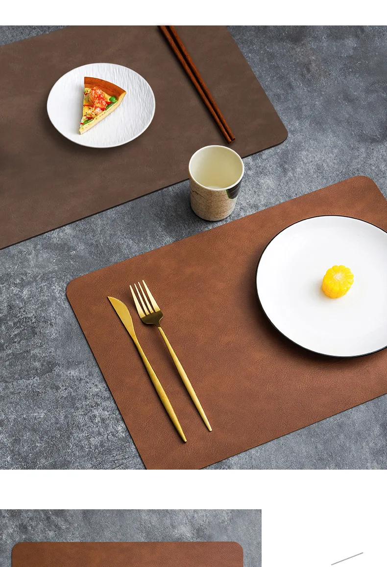 Square Double-Layer Cowhide PU Leather Placemat Texture Waterproof Heat-Resistant Table Mats Home Hotel Dining 15 kf S0ea1fa2b5c644619b2e5bae4ecdf3624w