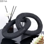 Double Ring Knot Artwork Statue Twisted Circular Collar Crafts Ornaments Desk Decoration Twist Rope Lines Room Aesthetics Decor