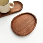 Solid Wood Serving Tray Oval Tea Tray Decorative Wood Plate Fruit Tray Vegetable Platter Home Bread Dessert Cake Plate Tableware - Image 4