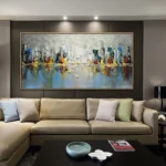 Arthyx Large Handpainted Knife City Building Oil Painting on Canvas Modern Abstract Posters Wall Picture For Home Decor No Frame - Image 4