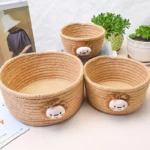 1pc 16x9CM Cartoon Animals Hand Woven Cotton Rope Storage Basket Kids Toys Desktop Organizer Sundries Storage Box - Image 2