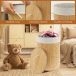 Bamboo Laundry Basket with Lid for Storing Dirty Clothes Laundry Hamper with Removable Liner Handle Clothing Bin for Bathroom - Image 3