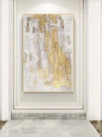 Elegant Handmade Acrylic Oil Painting with Golden Foil Accents - Image 3