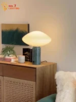 Danish Minimalist Green Marble Table Lamp LED E27 Nordic Designer Desk Lights Home Decor Bedroom Bedside Living Room Background - Image 2
