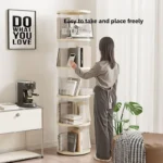360 Degree Rotating Bookshelf, Transparent Bookshelf, Children's Picture Book Storage Rack, Simple Floor Standing Storage Rack - Image 3