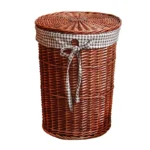 Rattan Storage Basket Hamper Dirty Clothes Basket with Lid Good Willow Basket for Debris Storage Elegant Design - Image 5