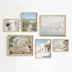 Vintage Rustic Greek Village Architecture Coast Landscape Poster Canvas Painting Wall Art Pictures Home Interior Decor