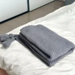 Cozy Bohemian Wool Knit Plaid Blanket with Stylish Tassels - Image 3