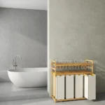 Laundry Basket with Bamboo Frame 200L 4 Compartments Extendable and Removable Laundry Bag Laundry Baskets Bamboo Beige ZSNJ-35 - Image 5