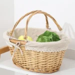 Gift Flower Girl Basket For Kids Woven Wicker Flower Picnic Gift Flower Girl Basket For Kidss Storage Wedding Girl Willow - Image 3