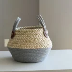Chic Double-Handled Straw Flower Basket for Stylish Home Decor - Image 6