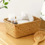 Breakfast Woven Storage Basket Picnic Basket Laundry Box Home Sundries Organizer Fruit Flower Storage Baskets Desktop Container