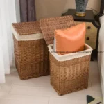 Folding Laundry Baskets Dirty Clothes Home Storage Basket Large Storage Box Wicker Mesh Laundry Bag Laundry Hamper with Lid - Image 4
