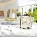 Elegant White Marble Microfiber Dish Drying Mat - 18 x24 - Image 5