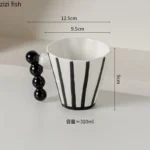 Retro Striped Ceramic Mug Creative Handle Latte Coffee Mug High Beauty Couple Cup Beverage Cup Home Water Cup Breakfast Cups - Image 5