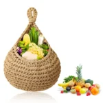 Handwoven Hanging Wall Vegetable Fruit Basket Organizer Container for Kitchen Garden Mount Wall Plant Flower Onion Storage Decor - Image 6