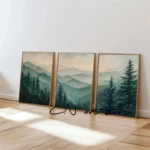 Serene Watercolor Misty Mountain Canvas Art for Your Space