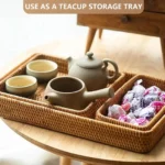 Multi-size Wicker Tray Handwoven Rattan Storage BasketPicnic Basket Food Plate Fruit Cake Sundries Box Home Desk Decoration