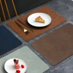 Square Double-Layer Cowhide PU Leather Placemat Texture Waterproof Heat-Resistant Table Mats Home Hotel Dining - Image 2