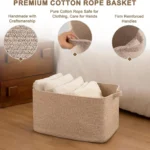 Large Capacity Cotton Rope Woven Storage Basket Dirty Clothes Basket Miscellaneous Items Basket Snacks Toys Basket Home Use - Image 2
