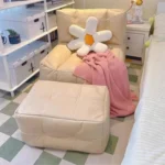 Portable Lazy Beanbag Chair Faux Leather Waffle Pouf Couch Bean Bag Cover Without Filler Puff Chaise Lounge Recliner Sofa Bed Ot - Image 6