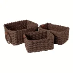 Woven Storage Basket, Paper Rope Storage Basket with Handle, Small Woven Basket for Organising, Decorated Cute Gift Basket - Image 4