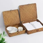Seagrass Storage Bins with Lid Wicker Storage Baskets for Organizing, Woven Shelf Organizer Bins Home Utility Organizer Box for - Image 5