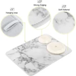 Elegant White Marble Microfiber Dish Drying Mat - 18 x24 - Image 4