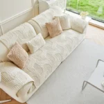 Shu Cotton Velvet Jacquard Sofa Cushion Winter Thickeneded Cover Soft and Comfortable Modern Simple Wind Cover Cat Cushion Plush Sofa Cover Cover - Image 2