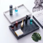 Black And White Gray Natural Marble Square Stone Tray Cosmetics Toiletries Storage Jewelry Earrings Perfume Bottle Ornaments