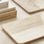 Vintage Natural Marble Beige Travertine Cave Hole Stone Marble Rectangle Household Storage Trinkets Jewelry Tray Accessories